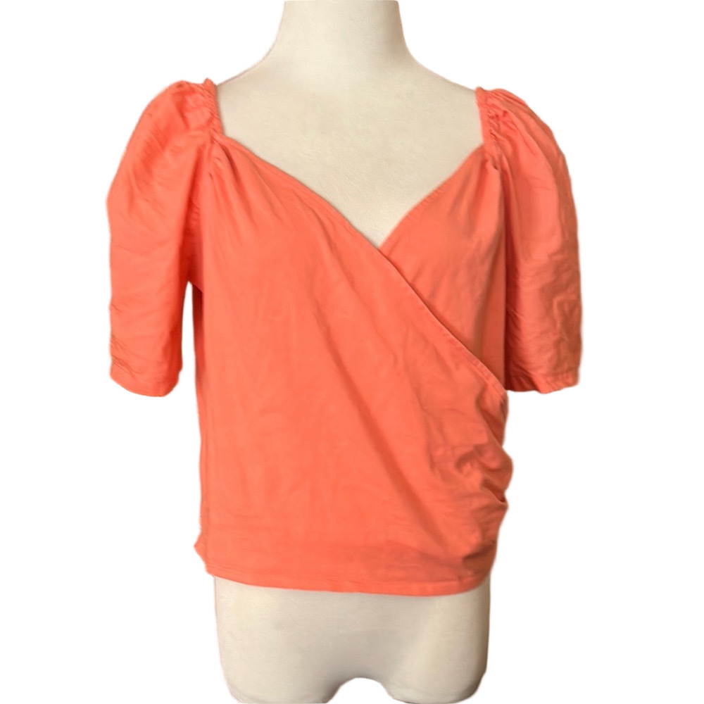 Anthropologie Coral Wrap Blouse